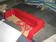 Boat seat being repaired.