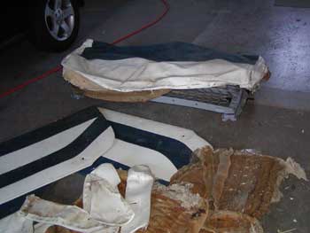 Badly damaged car seat.