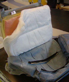 Seat in process of being repaired.