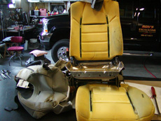 Seat in process of being repaired.